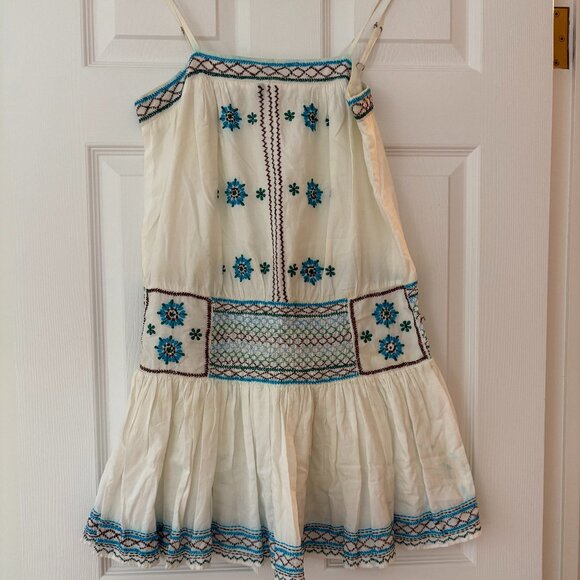 Embroidered Boho Mini Dress with Turquoise Detailing - Picture 1 of 2